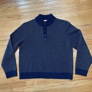Brooks Brothers Mens Birdseye Merino Wool Sweater Size XL Blue EXCELLENT